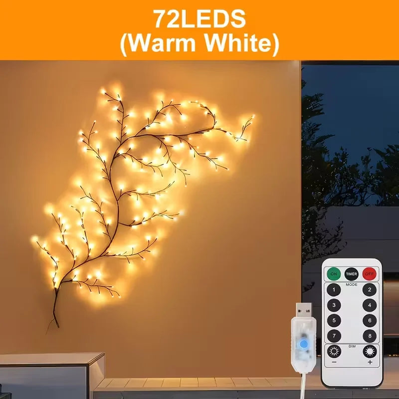 USB String Light 48/72LED Flexible DIY Tree Branch Lamp 8 Mode Dimmable Waterproof Fairy Light With Remote Bedroom Holiday Decor