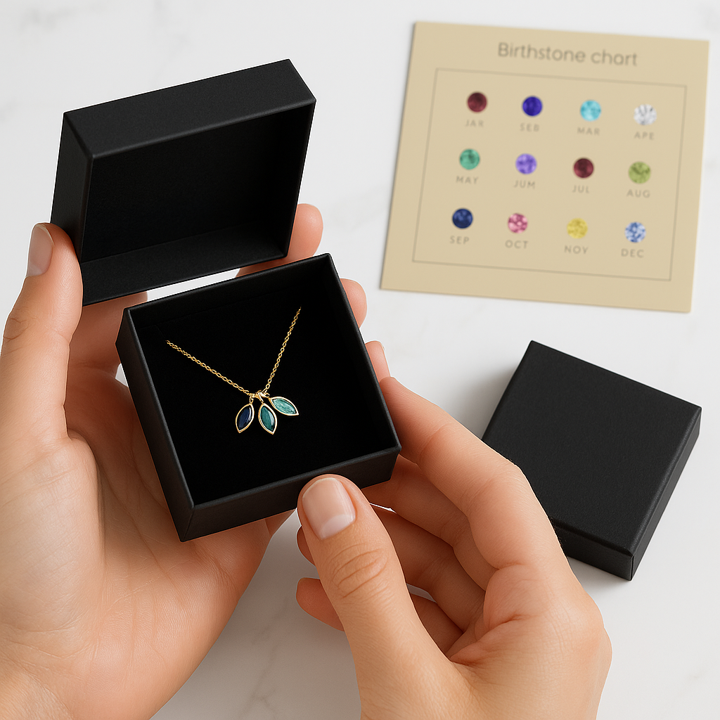Gift-Ready Personalized Family Birthstone Necklace
