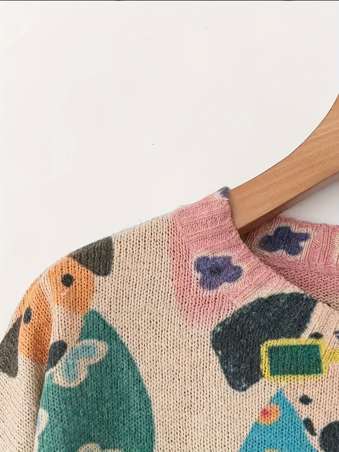 Women'S Oversized Dog Print Sweater - & Brown Animal Pattern Long Sleeve Pullover, Soft Round Neck Sweater for Everyday & Formal Outfits, Fashion Lovers, Stylish Top, Cozy Material, Trendy Design, Fall Wardrobe, Casual Winter