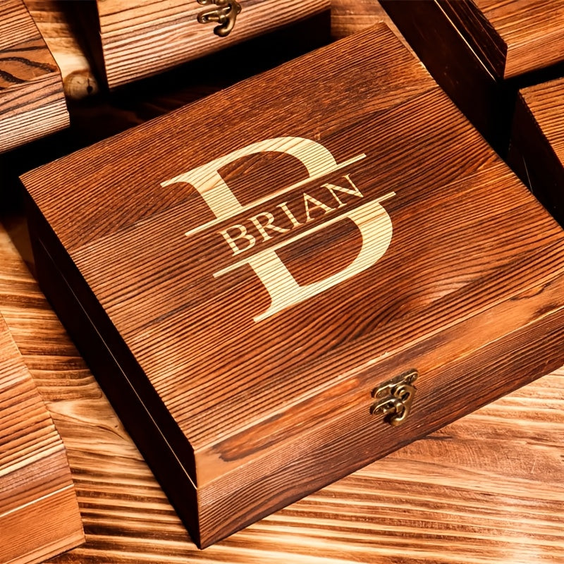 Personalized Whiskey Glasses Set with Wooden Box, Groomsmen Gifts, Best for Man Gift, Father Gifts, Boyfriend Gift, Bachelor Party Gifts for Men