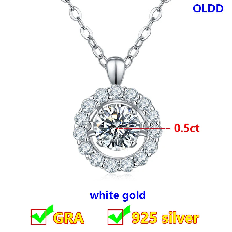 Dancing Moissanite Necklace for Women 18 K Gold Plated Original 925 Sterling Silver Women's Moving Moissanite Diamond Necklace