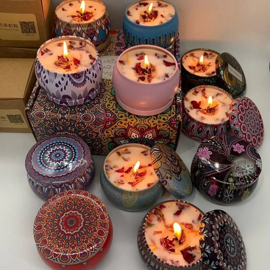 1/4PCS Vintage Scented Candles Soy Wax Candle Jars Flower Fragrance Scent Candle Wedding Ceremony Birthday Gifts Home Decoration Fall Autumn Holiday