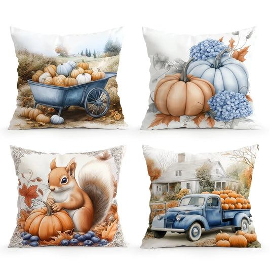 Vintage Autumn Pumpkin Pillowcase Printed Polyester 45x45cm Throw Pillowcover Decorative Sofa Cushion Pillowslip Home Decor Fall Autumn Holiday