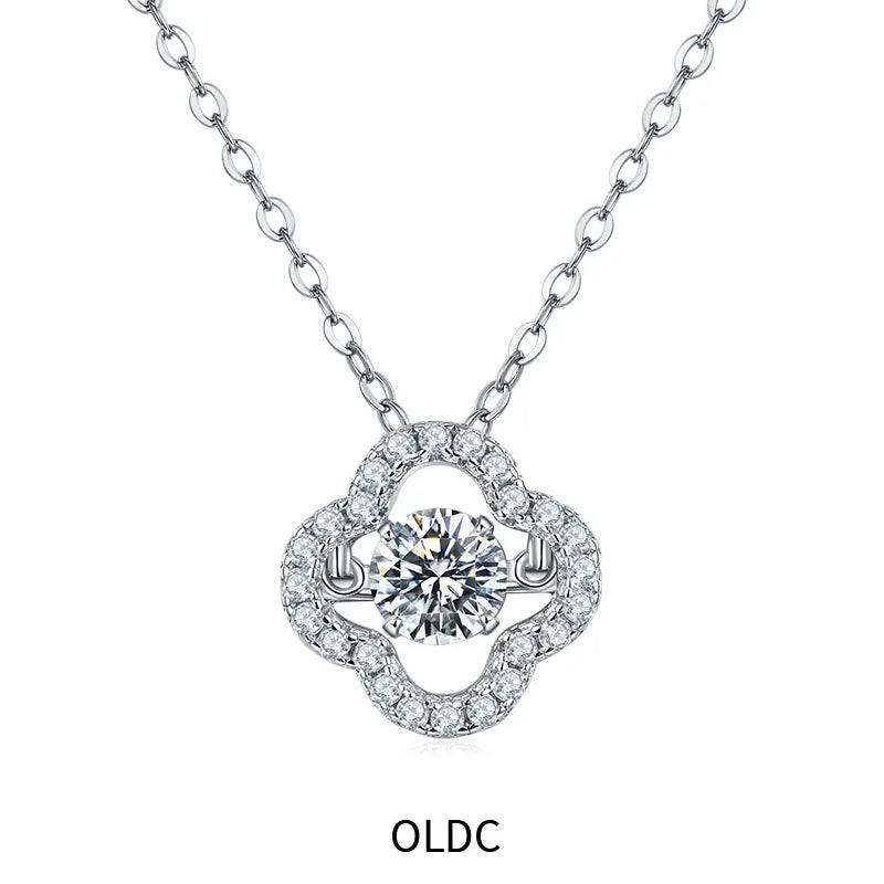 Dancing Moissanite Necklace for Women 18 K Gold Plated Original 925 Sterling Silver Women's Moving Moissanite Diamond Necklace