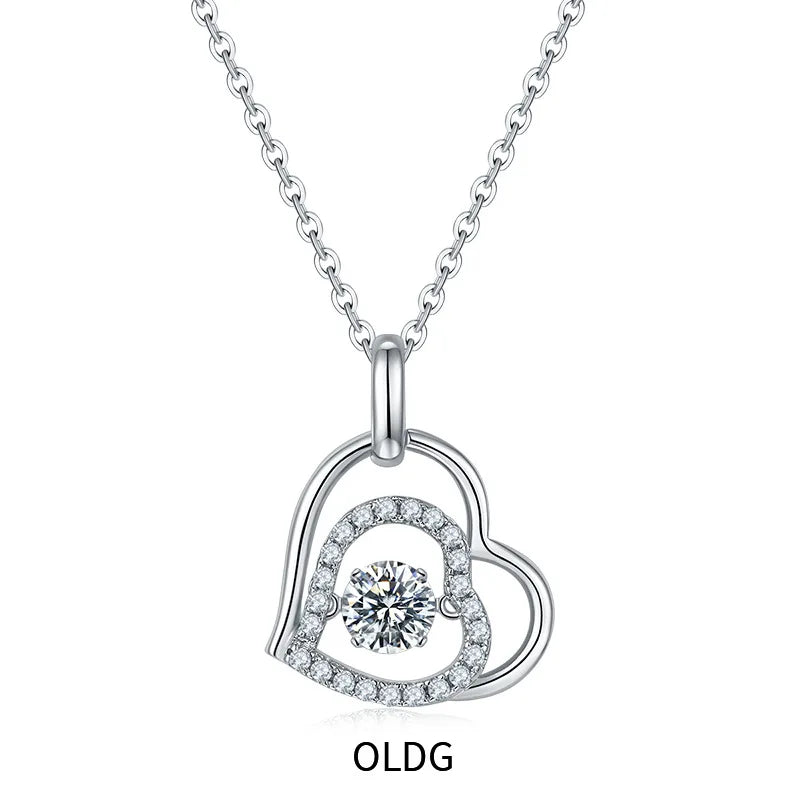 Dancing Moissanite Necklace for Women 18 K Gold Plated Original 925 Sterling Silver Women's Moving Moissanite Diamond Necklace