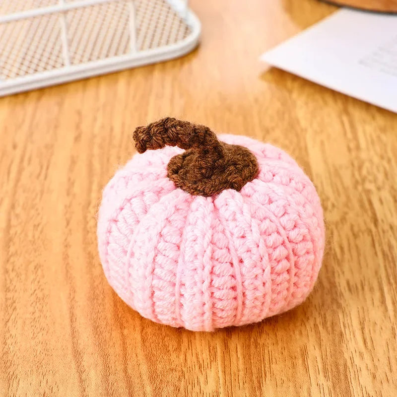 Hand-knitted Simulated Pumpkin Halloween Party Decoration Ornament Wool Pumpkin Props Home Decor Figurines Gifts Crafts