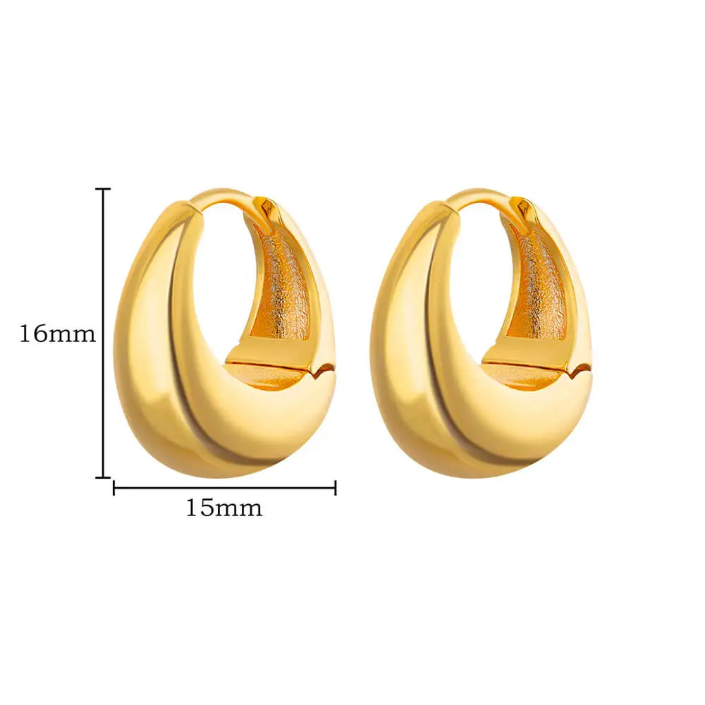 Chunky Stainless Steel Hoop Earrings for Women Gold Color Water Drop Earrings 2023 Trend Wedding Aesthetic Jewelry Party Gift
