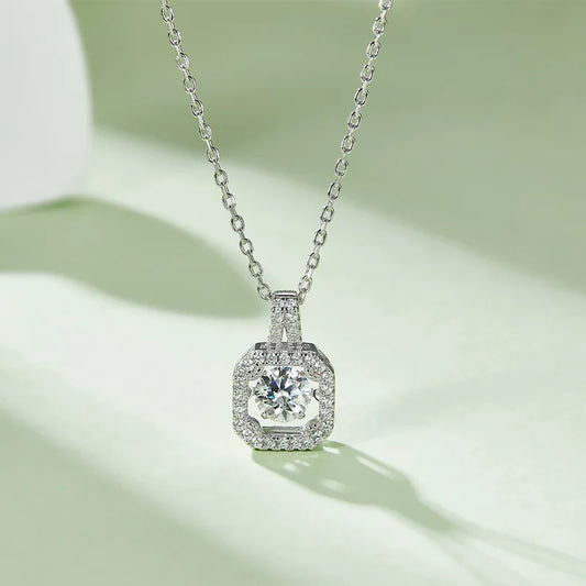Dancing Moissanite Necklace for Women 18 K Gold Plated Original 925 Sterling Silver Women's Moving Moissanite Diamond Necklace