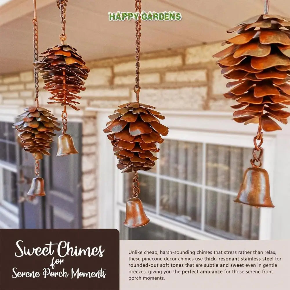 Outdoor Wind Chimes Decorations Seasonal Pine Cone Pendant Home Decoration Rustic Pinecone Wind Chimes for Home Garden Cafe