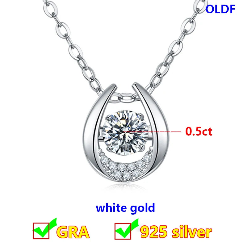 Dancing Moissanite Necklace for Women 18 K Gold Plated Original 925 Sterling Silver Women's Moving Moissanite Diamond Necklace