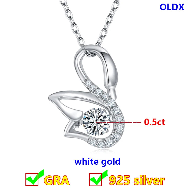 Dancing Moissanite Necklace for Women 18 K Gold Plated Original 925 Sterling Silver Women's Moving Moissanite Diamond Necklace