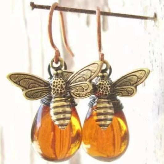 Fashion Women Cute Animal Champagne Crystal Bee Crystal Earrings Engagement Earrings for Women Bohemian Jewelry Party Gifts Fall Autumn Holiday