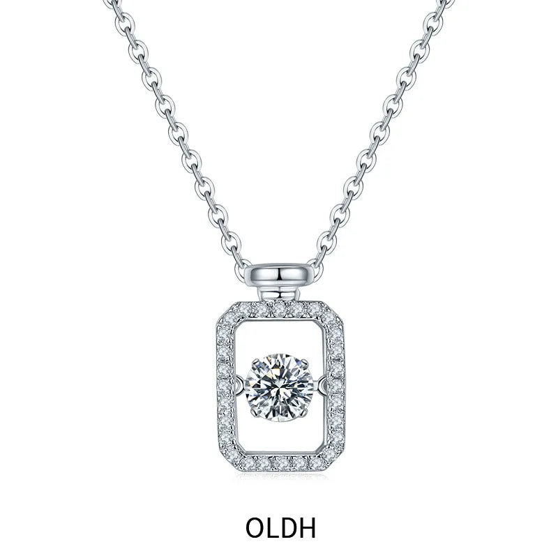 Dancing Moissanite Necklace for Women 18 K Gold Plated Original 925 Sterling Silver Women's Moving Moissanite Diamond Necklace