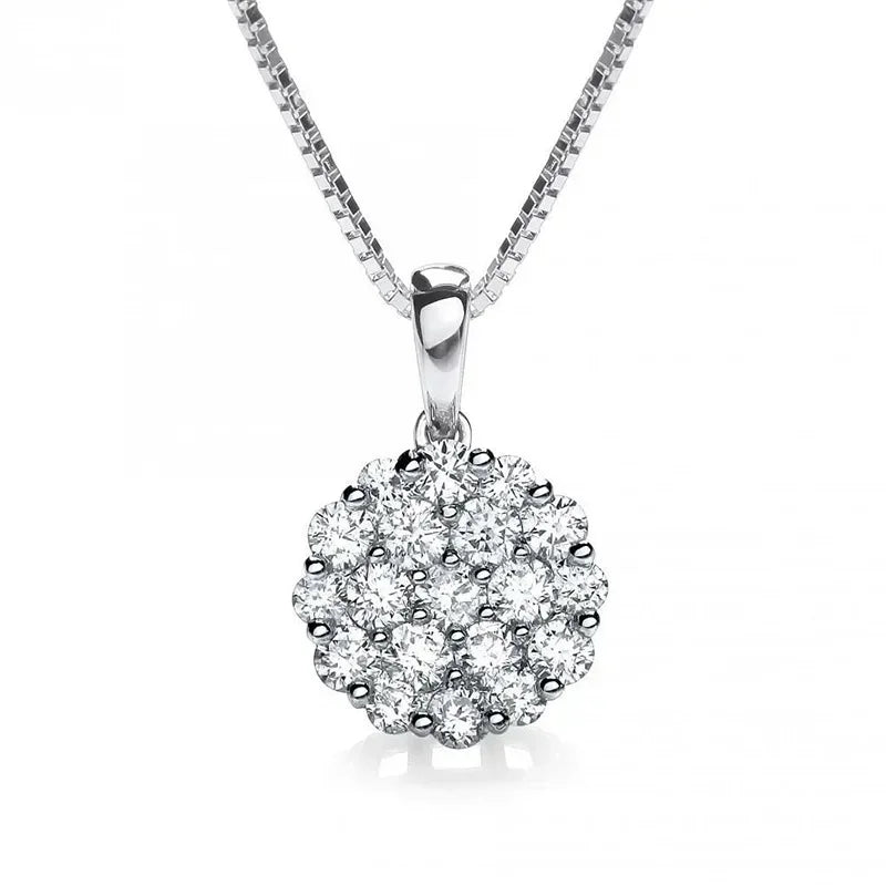 Gift New Premium Necklace Bridal Wedding Party Sparkling Crystal CZ Ball Flower Women's Accessories