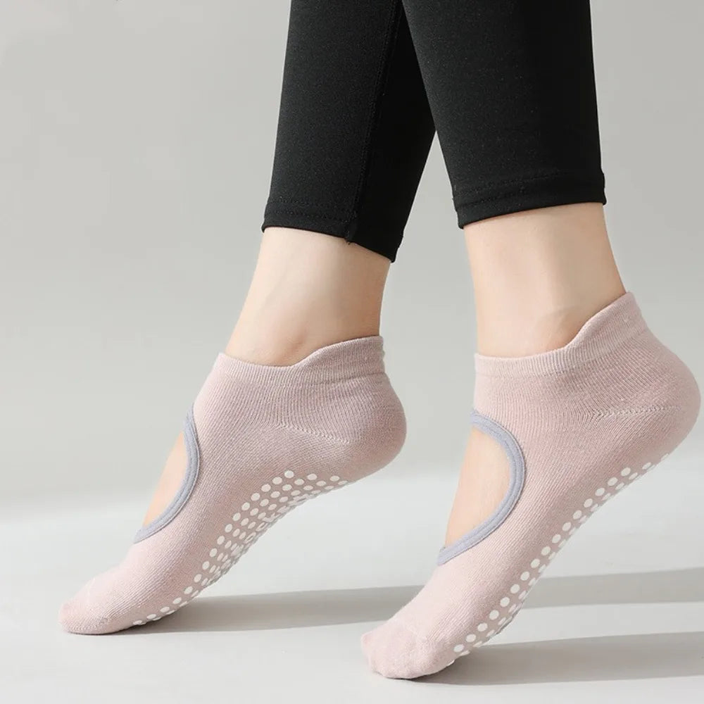 Comfortable Silicone Non Slip Yoga Socks Breathable Elastic Sports Socks Backless Pilates Socks Ladies