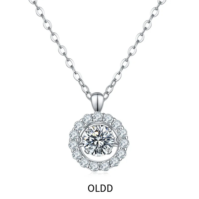 Dancing Moissanite Necklace for Women 18 K Gold Plated Original 925 Sterling Silver Women's Moving Moissanite Diamond Necklace