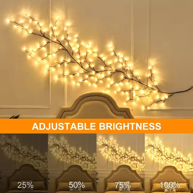 USB String Light 48/72LED Flexible DIY Tree Branch Lamp 8 Mode Dimmable Waterproof Fairy Light With Remote Bedroom Holiday Decor