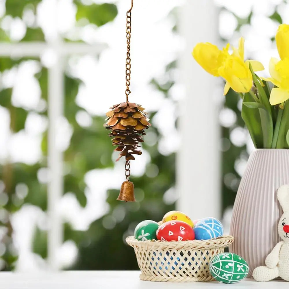 Outdoor Wind Chimes Decorations Seasonal Pine Cone Pendant Home Decoration Rustic Pinecone Wind Chimes for Home Garden Cafe