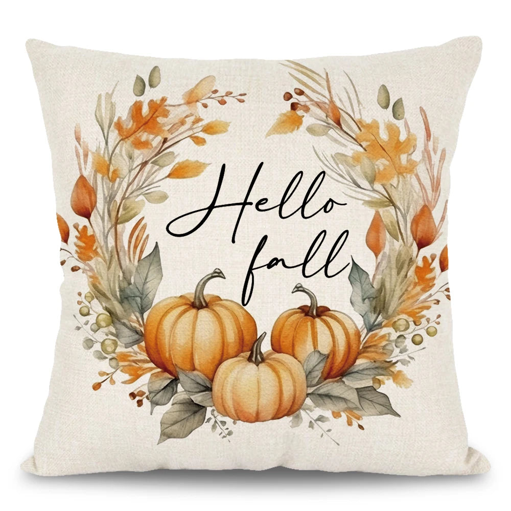 1pc/4pcs Happy Fall Pillowcover Fall Pumpkin Bunny Orange Design Cushion Cover Thanksgiving Party Autumn Decor Room Home Decor Fall Autumn Holiday