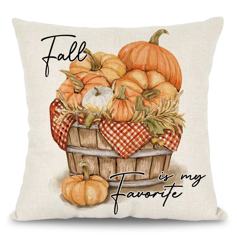 1pc/4pcs Happy Fall Pillowcover Fall Pumpkin Bunny Orange Design Cushion Cover Thanksgiving Party Autumn Decor Room Home Decor Fall Autumn Holiday