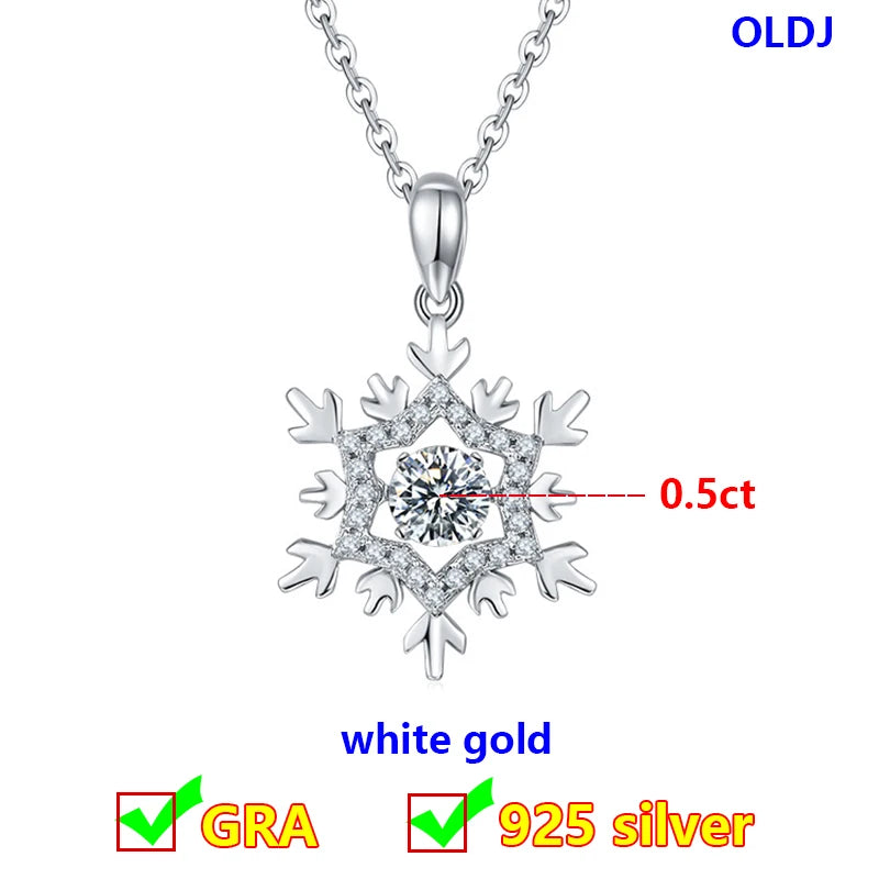 Dancing Moissanite Necklace for Women 18 K Gold Plated Original 925 Sterling Silver Women's Moving Moissanite Diamond Necklace
