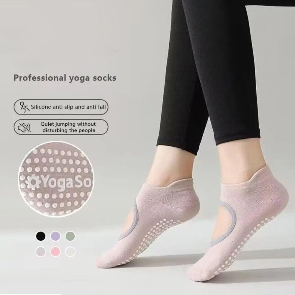 Comfortable Silicone Non Slip Yoga Socks Breathable Elastic Sports Socks Backless Pilates Socks Ladies