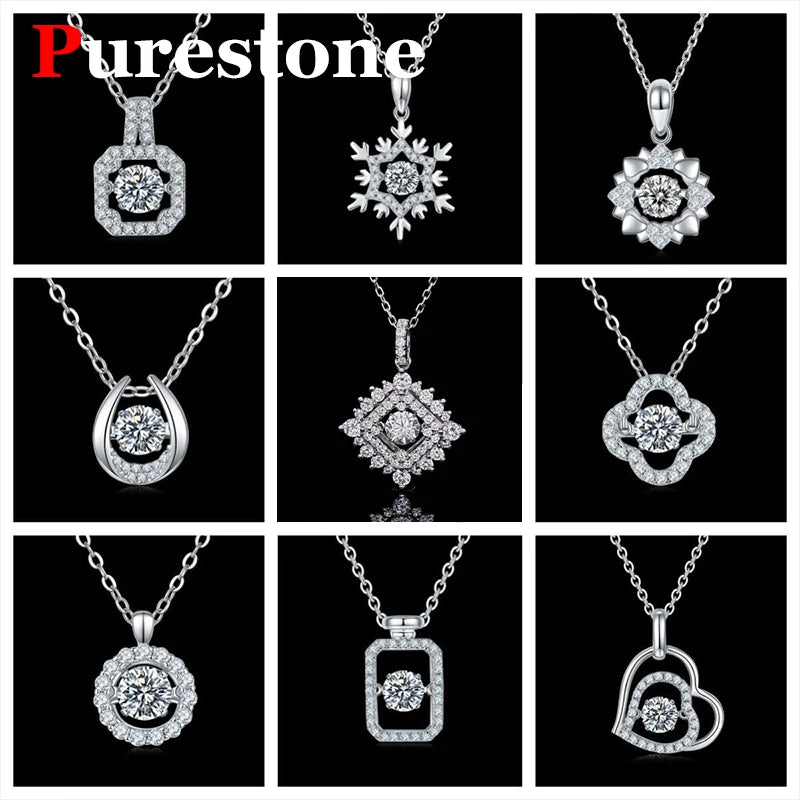 Dancing Moissanite Necklace for Women 18 K Gold Plated Original 925 Sterling Silver Women's Moving Moissanite Diamond Necklace
