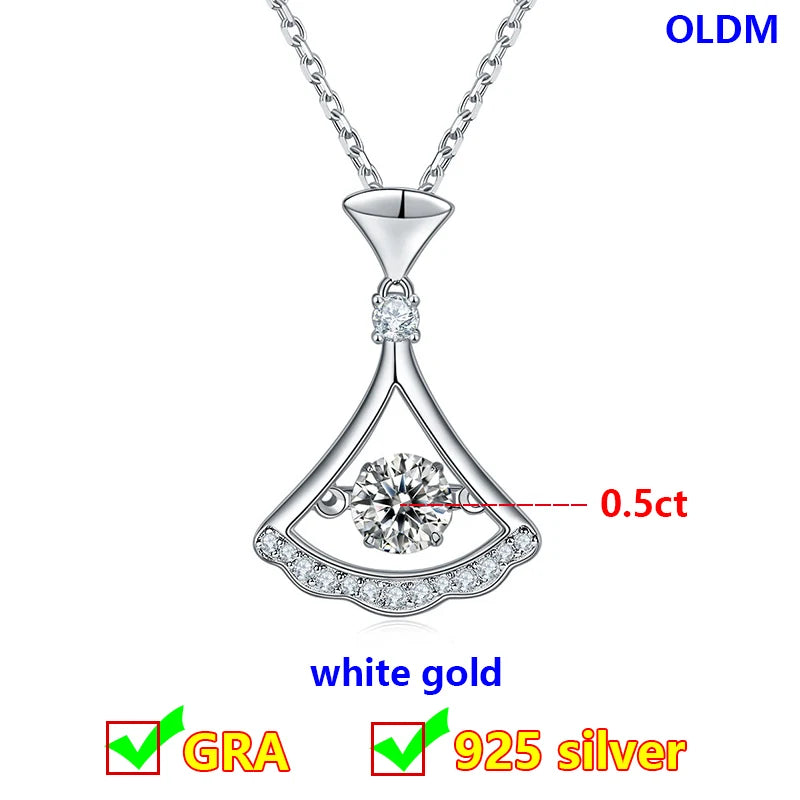Dancing Moissanite Necklace for Women 18 K Gold Plated Original 925 Sterling Silver Women's Moving Moissanite Diamond Necklace
