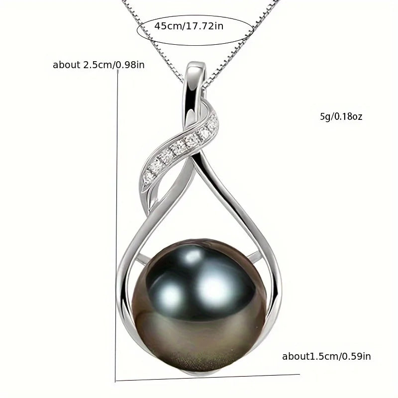 Tahitian Black Pearl Necklace – 18K Gold Plated 925 Sterling Silver Pendant, Genuine 9–10mm Pearl Jewelry, Elegant Gift for Wife, Mom, or Girlfriend – Anniversary, Birthday, Valentine’s, or Mother’s Day Gift