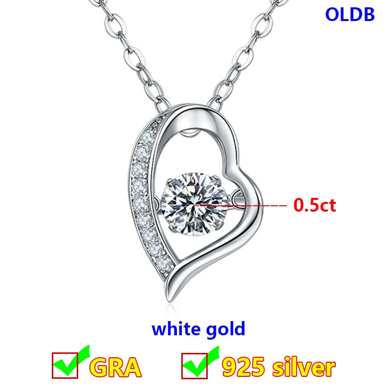 Dancing Moissanite Necklace for Women 18 K Gold Plated Original 925 Sterling Silver Women's Moving Moissanite Diamond Necklace