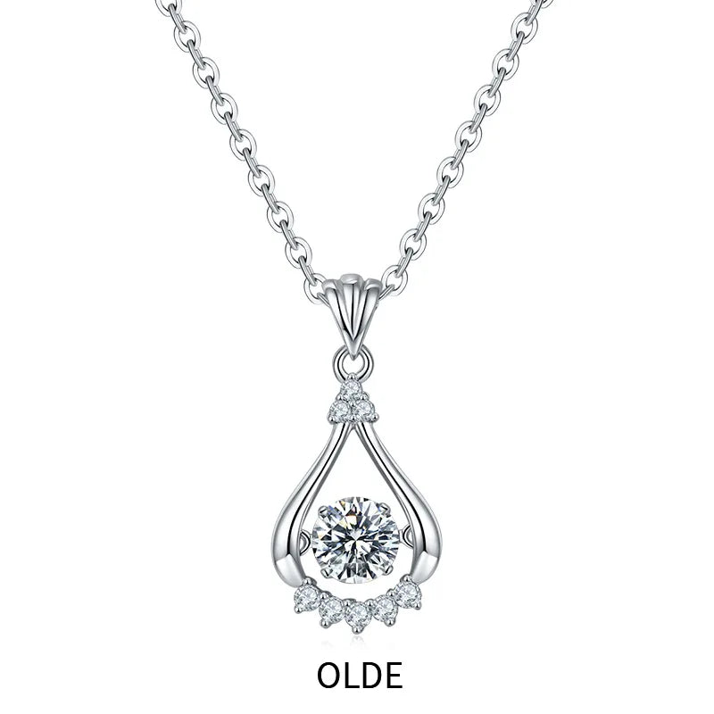 Dancing Moissanite Necklace for Women 18 K Gold Plated Original 925 Sterling Silver Women's Moving Moissanite Diamond Necklace