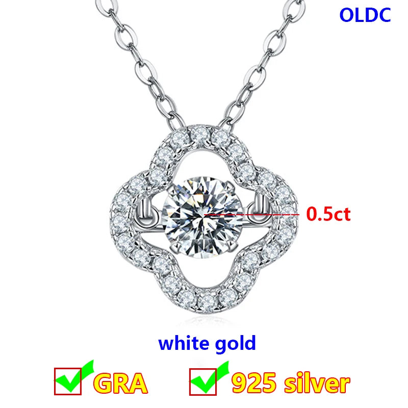 Dancing Moissanite Necklace for Women 18 K Gold Plated Original 925 Sterling Silver Women's Moving Moissanite Diamond Necklace