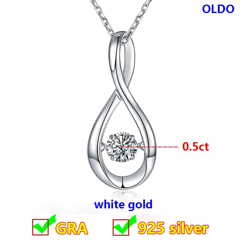 Dancing Moissanite Necklace for Women 18 K Gold Plated Original 925 Sterling Silver Women's Moving Moissanite Diamond Necklace