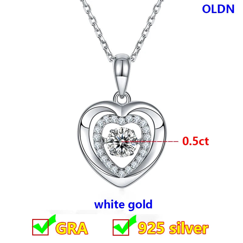 Dancing Moissanite Necklace for Women 18 K Gold Plated Original 925 Sterling Silver Women's Moving Moissanite Diamond Necklace