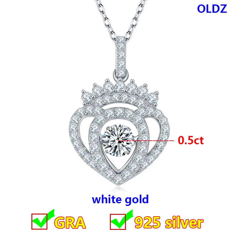 Dancing Moissanite Necklace for Women 18 K Gold Plated Original 925 Sterling Silver Women's Moving Moissanite Diamond Necklace