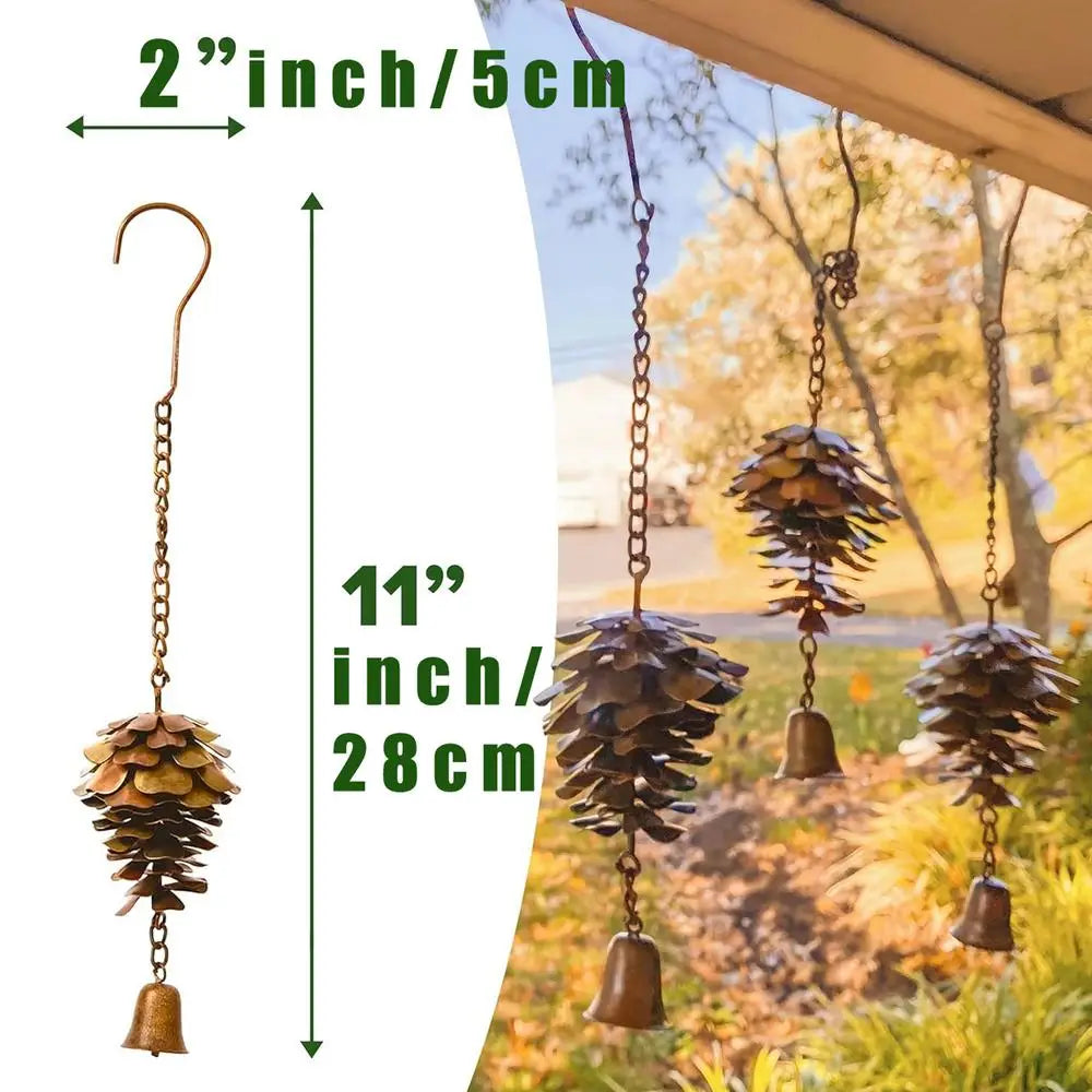 Outdoor Wind Chimes Decorations Seasonal Pine Cone Pendant Home Decoration Rustic Pinecone Wind Chimes for Home Garden Cafe