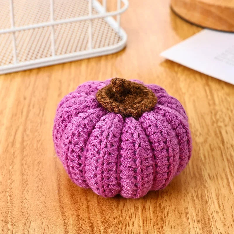 Hand-knitted Simulated Pumpkin Halloween Party Decoration Ornament Wool Pumpkin Props Home Decor Figurines Gifts Crafts
