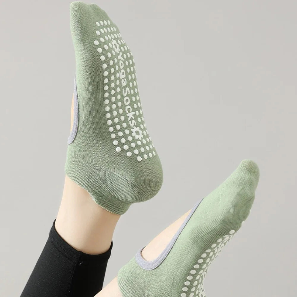 Comfortable Silicone Non Slip Yoga Socks Breathable Elastic Sports Socks Backless Pilates Socks Ladies