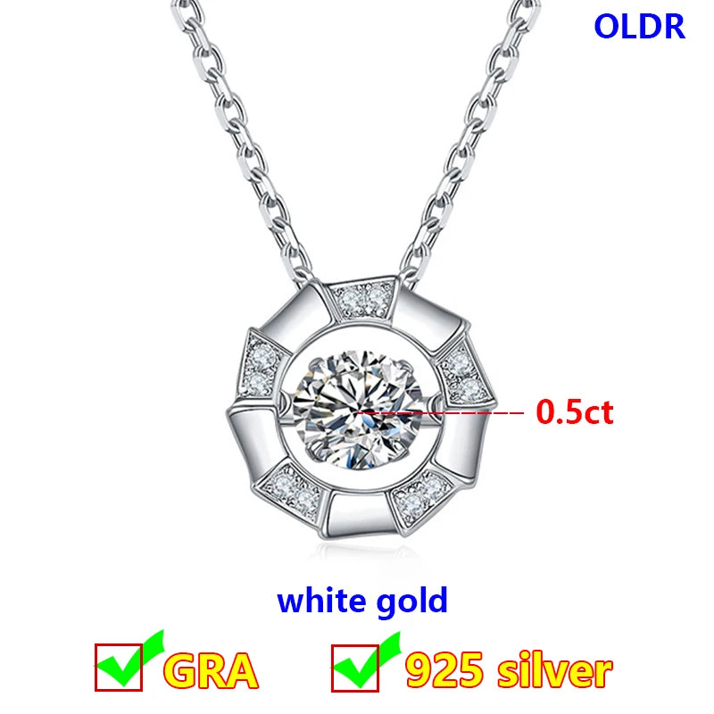 Dancing Moissanite Necklace for Women 18 K Gold Plated Original 925 Sterling Silver Women's Moving Moissanite Diamond Necklace