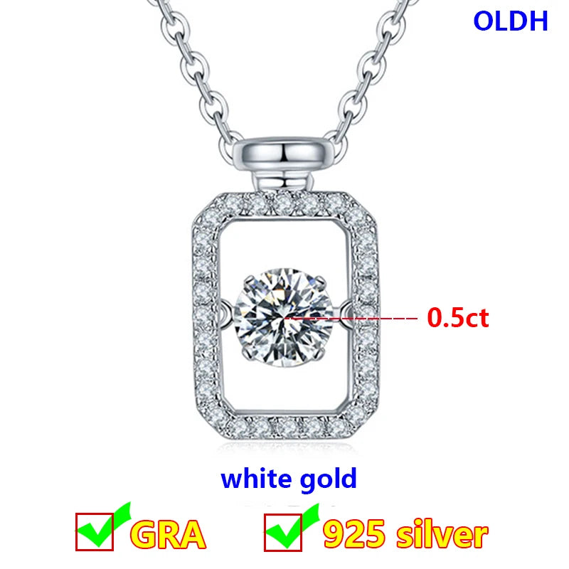 Dancing Moissanite Necklace for Women 18 K Gold Plated Original 925 Sterling Silver Women's Moving Moissanite Diamond Necklace