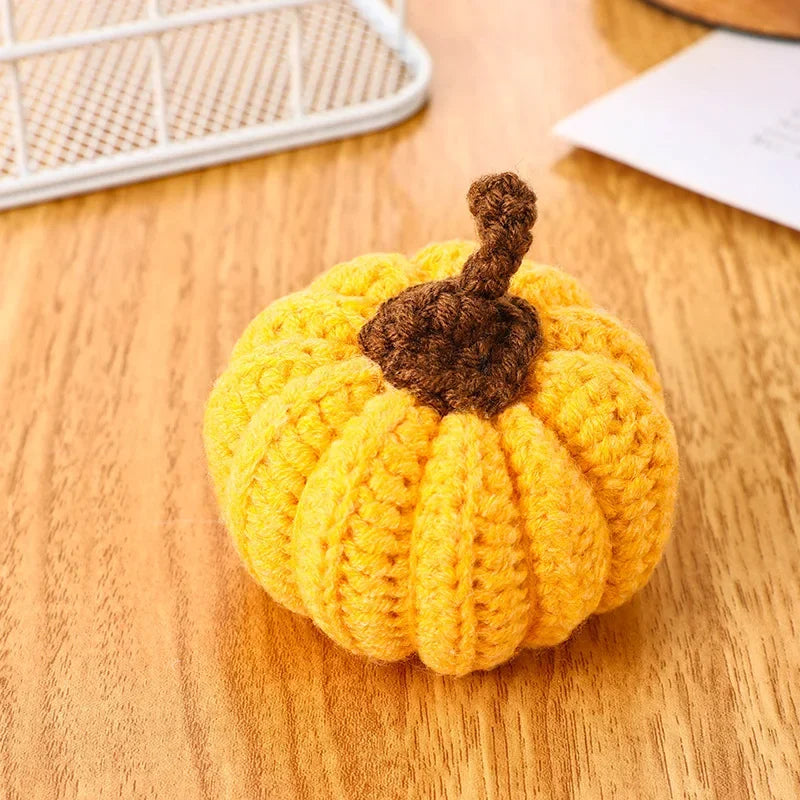 Hand-knitted Simulated Pumpkin Halloween Party Decoration Ornament Wool Pumpkin Props Home Decor Figurines Gifts Crafts