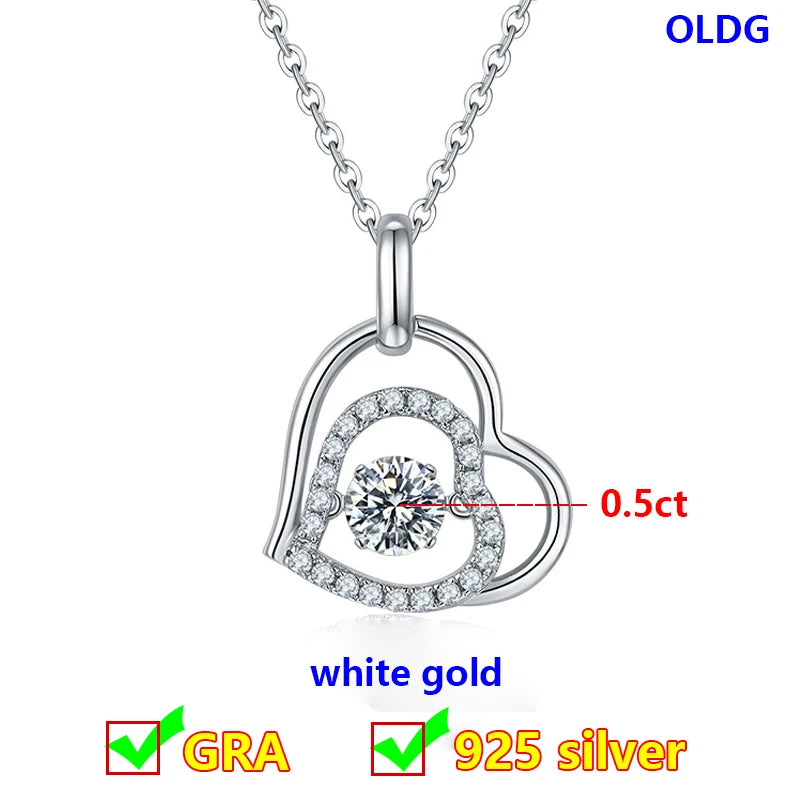 Dancing Moissanite Necklace for Women 18 K Gold Plated Original 925 Sterling Silver Women's Moving Moissanite Diamond Necklace