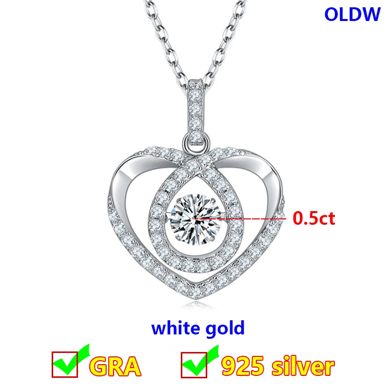 Dancing Moissanite Necklace for Women 18 K Gold Plated Original 925 Sterling Silver Women's Moving Moissanite Diamond Necklace