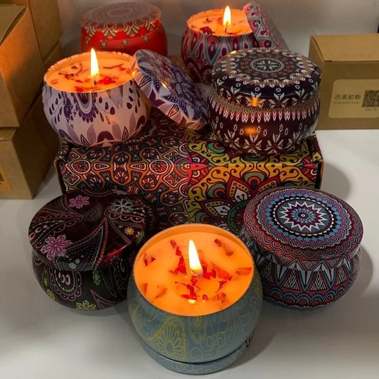 1/4PCS Vintage Scented Candles Soy Wax Candle Jars Flower Fragrance Scent Candle Wedding Ceremony Birthday Gifts Home Decoration Fall Autumn Holiday