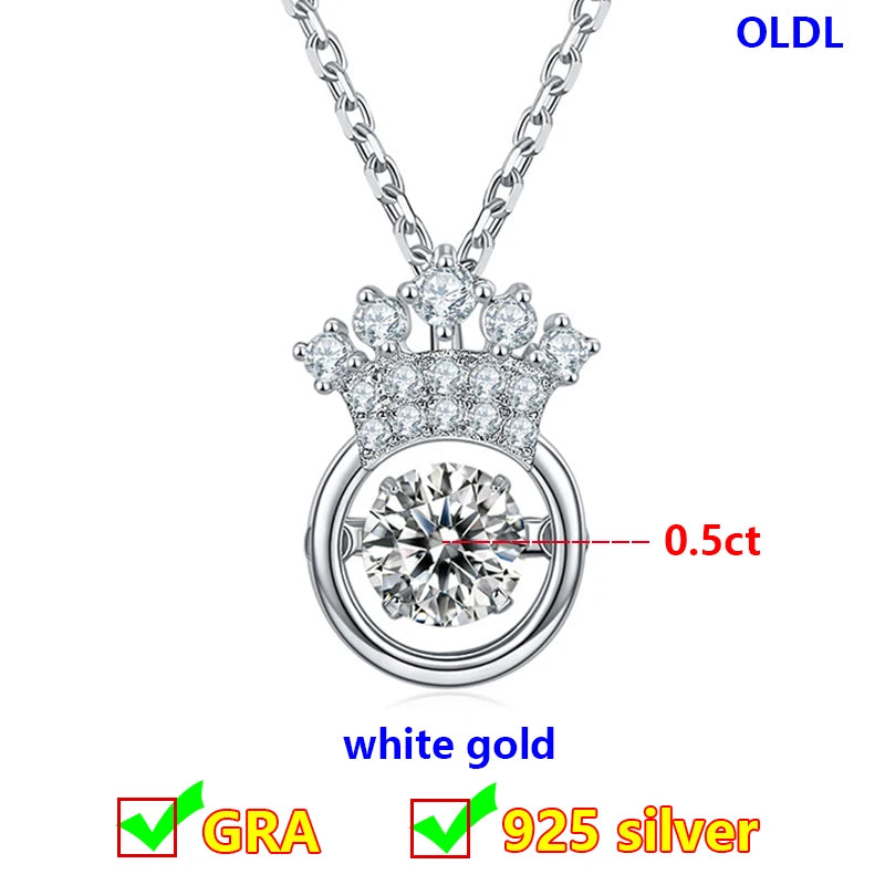 Dancing Moissanite Necklace for Women 18 K Gold Plated Original 925 Sterling Silver Women's Moving Moissanite Diamond Necklace