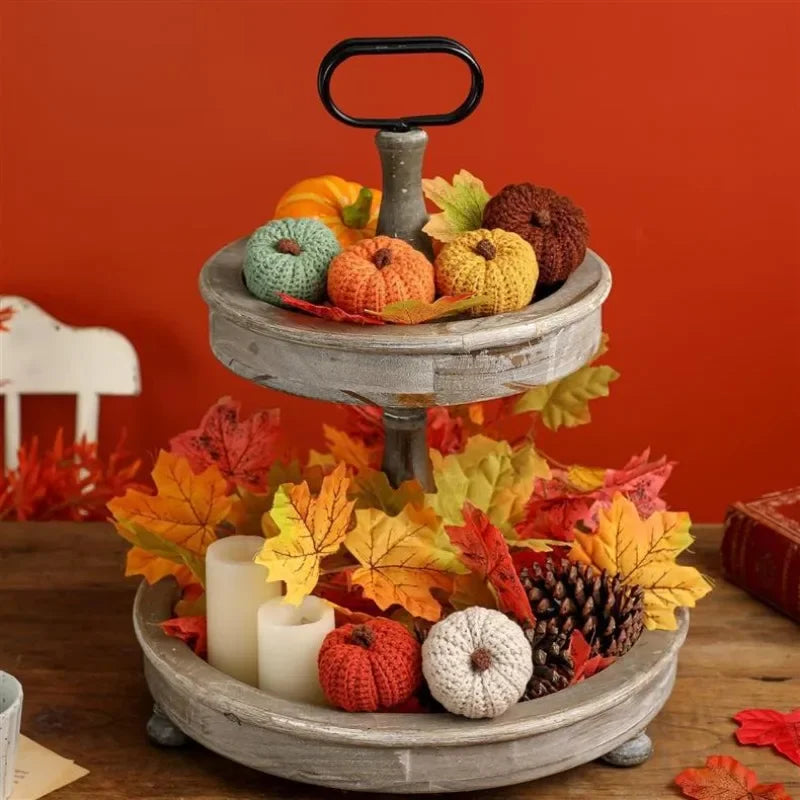 Hand-knitted Simulated Pumpkin Halloween Party Decoration Ornament Wool Pumpkin Props Home Decor Figurines Gifts Crafts