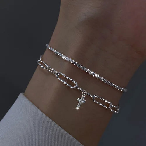 925 Sterling Silver Four-leaf Flower Necklace for Women Girls Luxury Adjustable Link Chain Necklace 18k Gold Jewelry Party Gifts