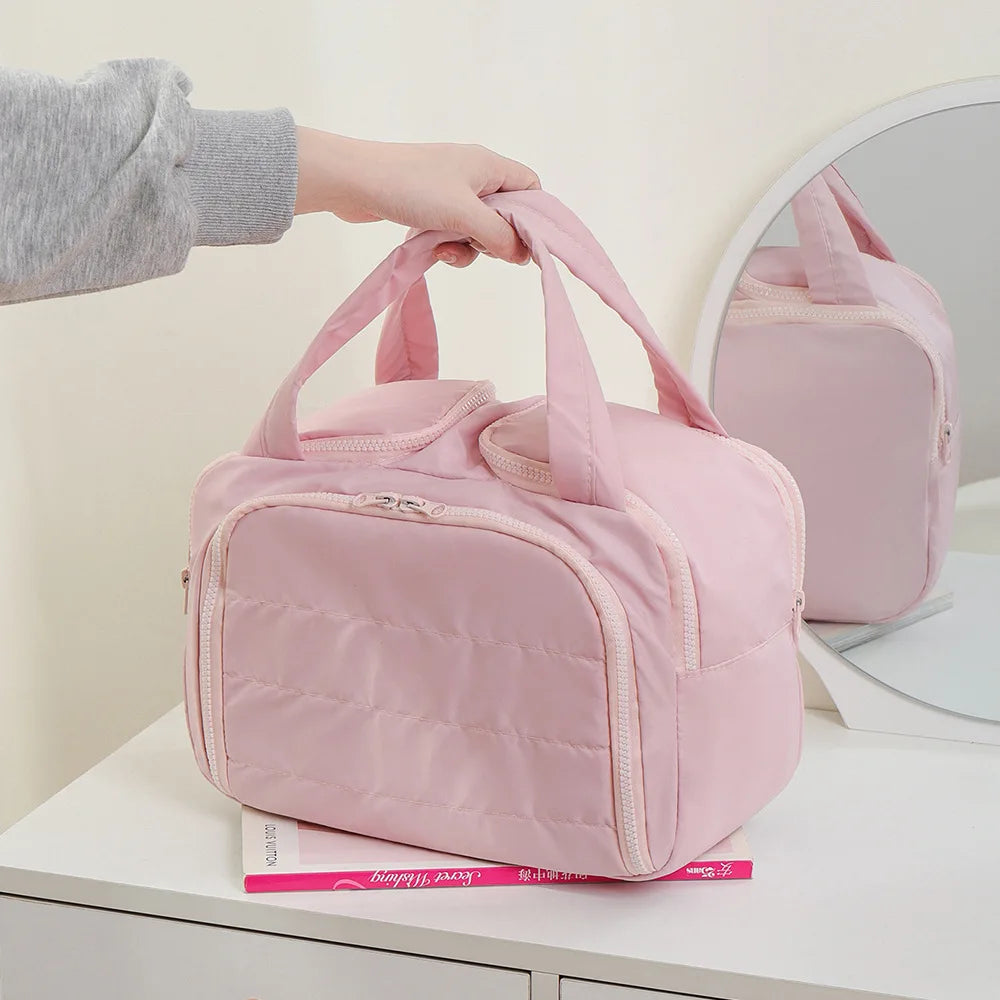 Large Capaci Portable Lightweight Makeup Bag Women's Travel Miscellaneous Storage Bag Handheld Organizer Cosmetic Pouch Wash Bag
