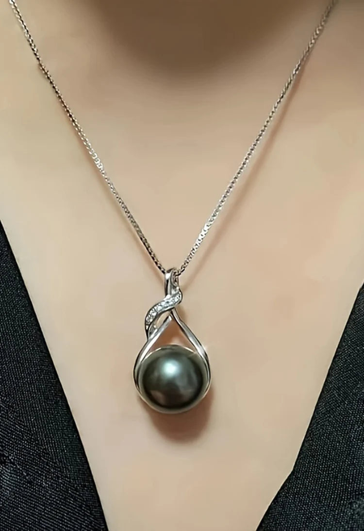 Tahitian Black Pearl Necklace – 18K Gold Plated 925 Sterling Silver Pendant, Genuine 9–10mm Pearl Jewelry, Elegant Gift for Wife, Mom, or Girlfriend – Anniversary, Birthday, Valentine’s, or Mother’s Day Gift
