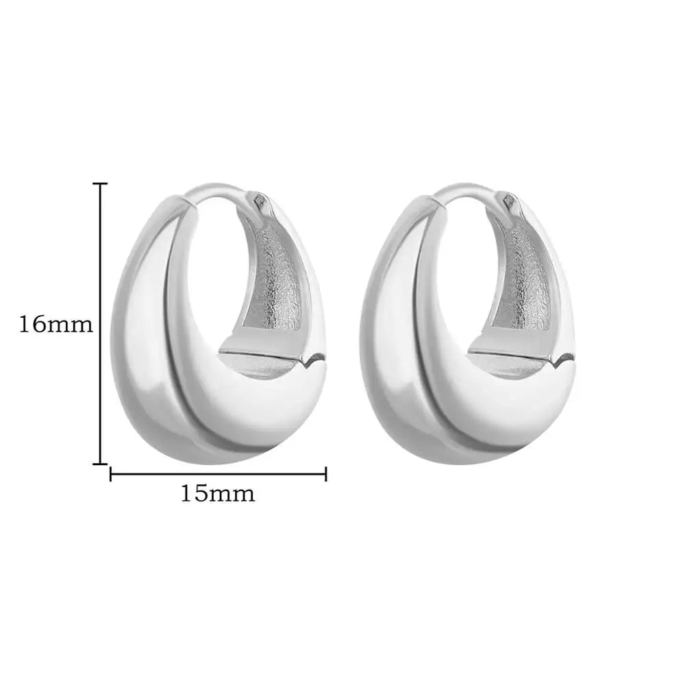 Chunky Stainless Steel Hoop Earrings for Women Gold Color Water Drop Earrings 2023 Trend Wedding Aesthetic Jewelry Party Gift